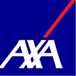 Blue square logo with AXA in white and a red diagonal line above.