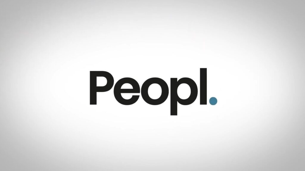 Text logo reading Peopl. with a blue dot, set against a gradient gray background.