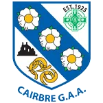 Cairbre G.A.A. club crest featuring flowers, a knot design, a building silhouette, and 'EST. 1925' emblem on a blue shield.