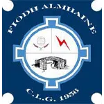 Fiodh Almain C.L.G. 1958 emblem featuring hurley, bridge illustration, and red lightning bolt on a blue and white background.