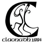 Artistic 'C' logo with abstract figures, text reads 'claonadh 1884', in black and white. Ideal for branding themes.