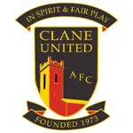 Clane United AFC logo featuring a crest with a tower, emphasizing spirit and fair play, established in 1973.